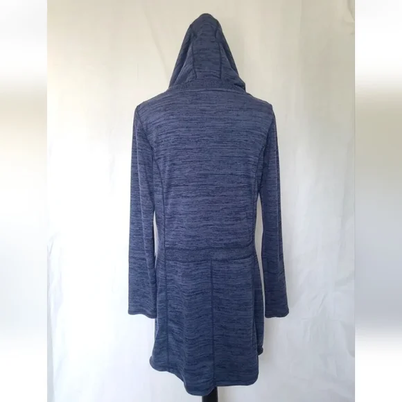 Athleta Blue Heathered Hooded Sweater Dress Medium Long Sleeve Pockets - Picture 4 of 5